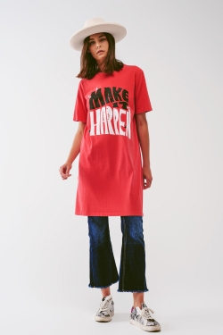 Robe T-shirt avec le texte Make It Happen en rouge