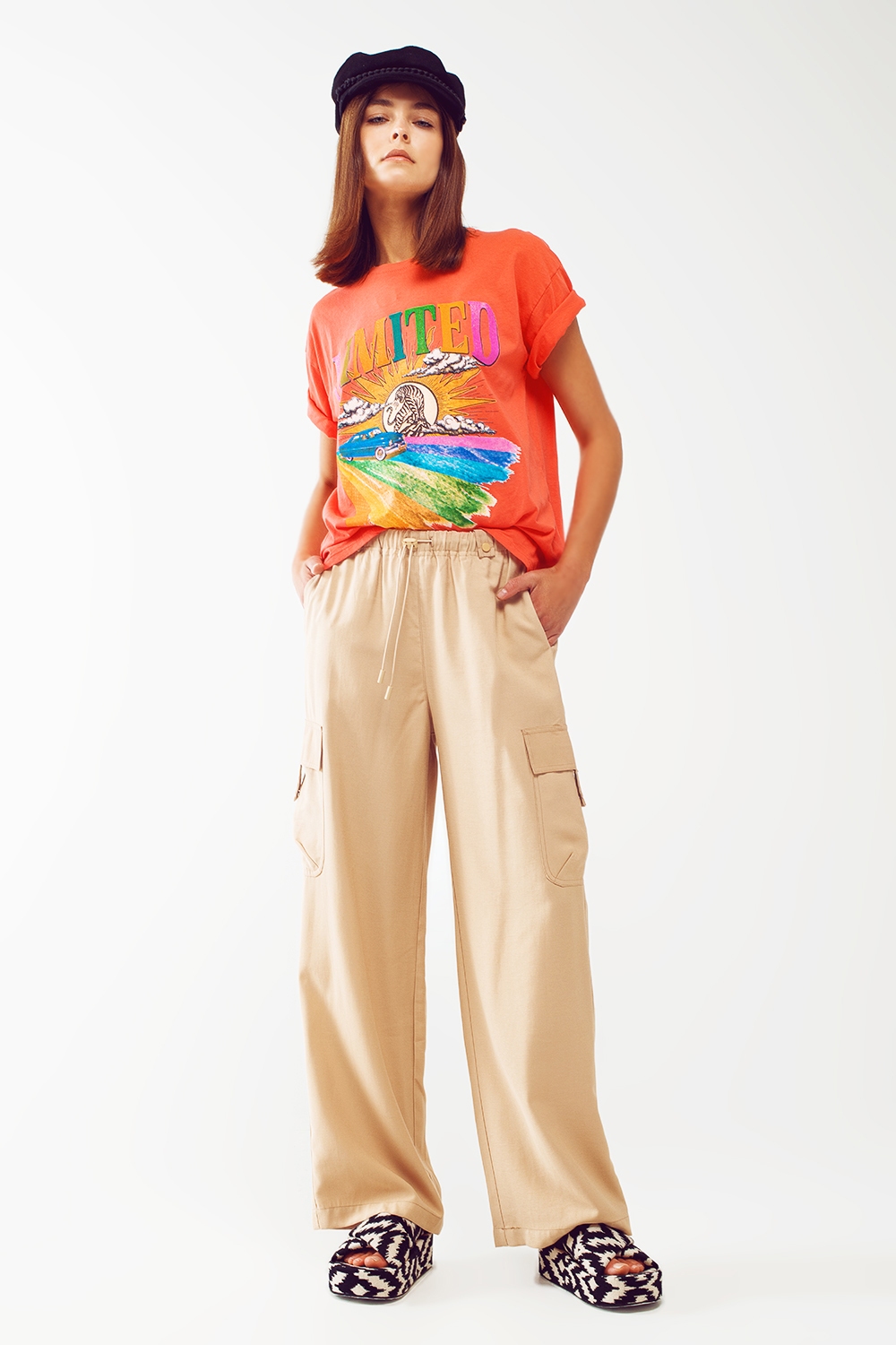 Camiseta con estampado gr&aacute;fico Limited en naranja