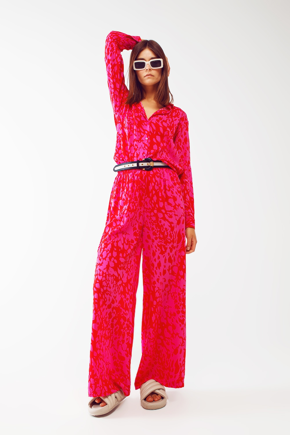 Camisa estampada animal en fucsia Camisa estampada animal en fucsia