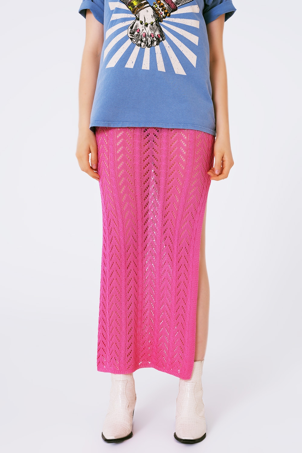 Falda maxi de ganchillo en rosa Falda maxi de ganchillo en rosa