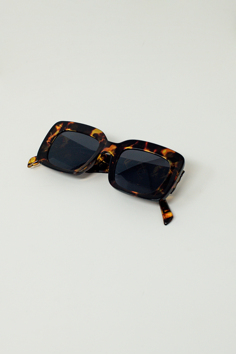 Gafas de sol rectangulares extragrandes en tono Tortoise Shell vintage