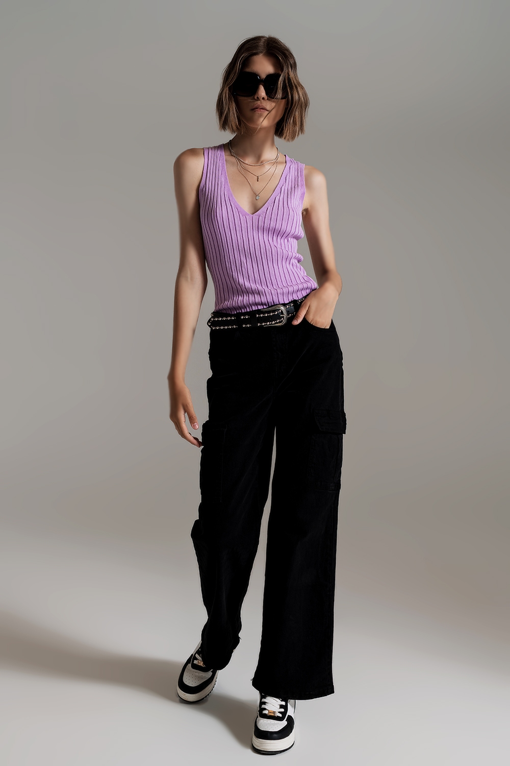 Pantalones cargo rectos en negro Pantalones cargo rectos en negro