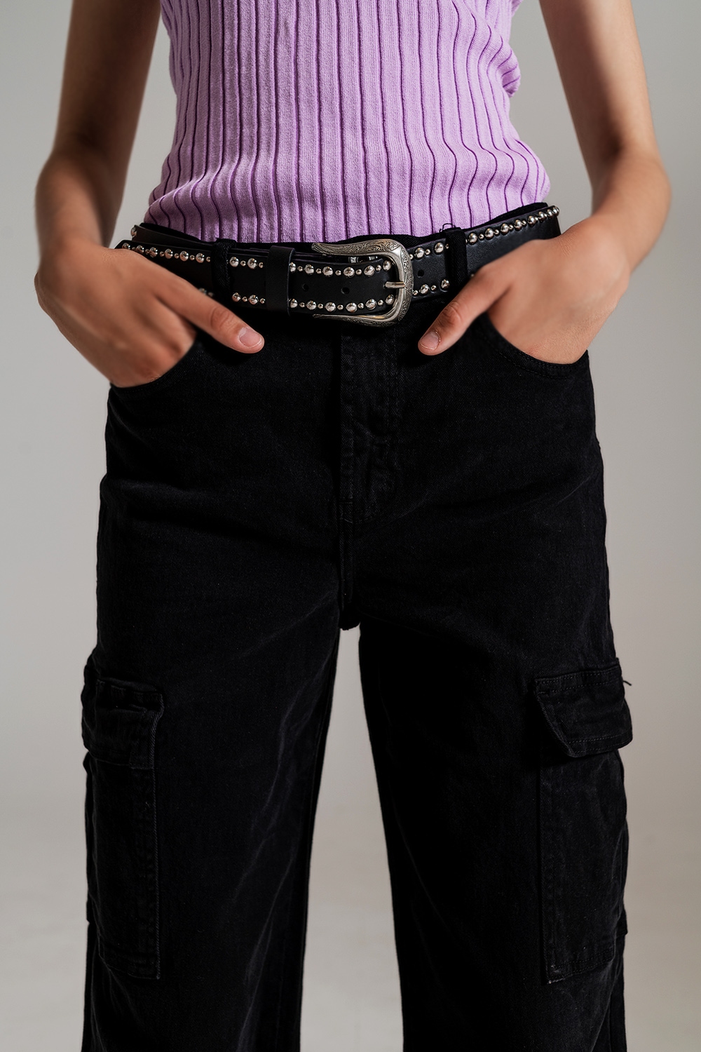 Pantalones cargo rectos en negro Pantalones cargo rectos en negro