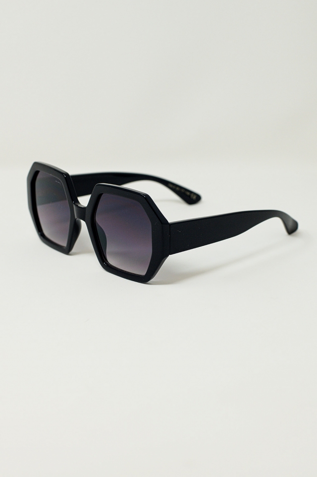 Occhiali da sole oversize esagonali vintage nera