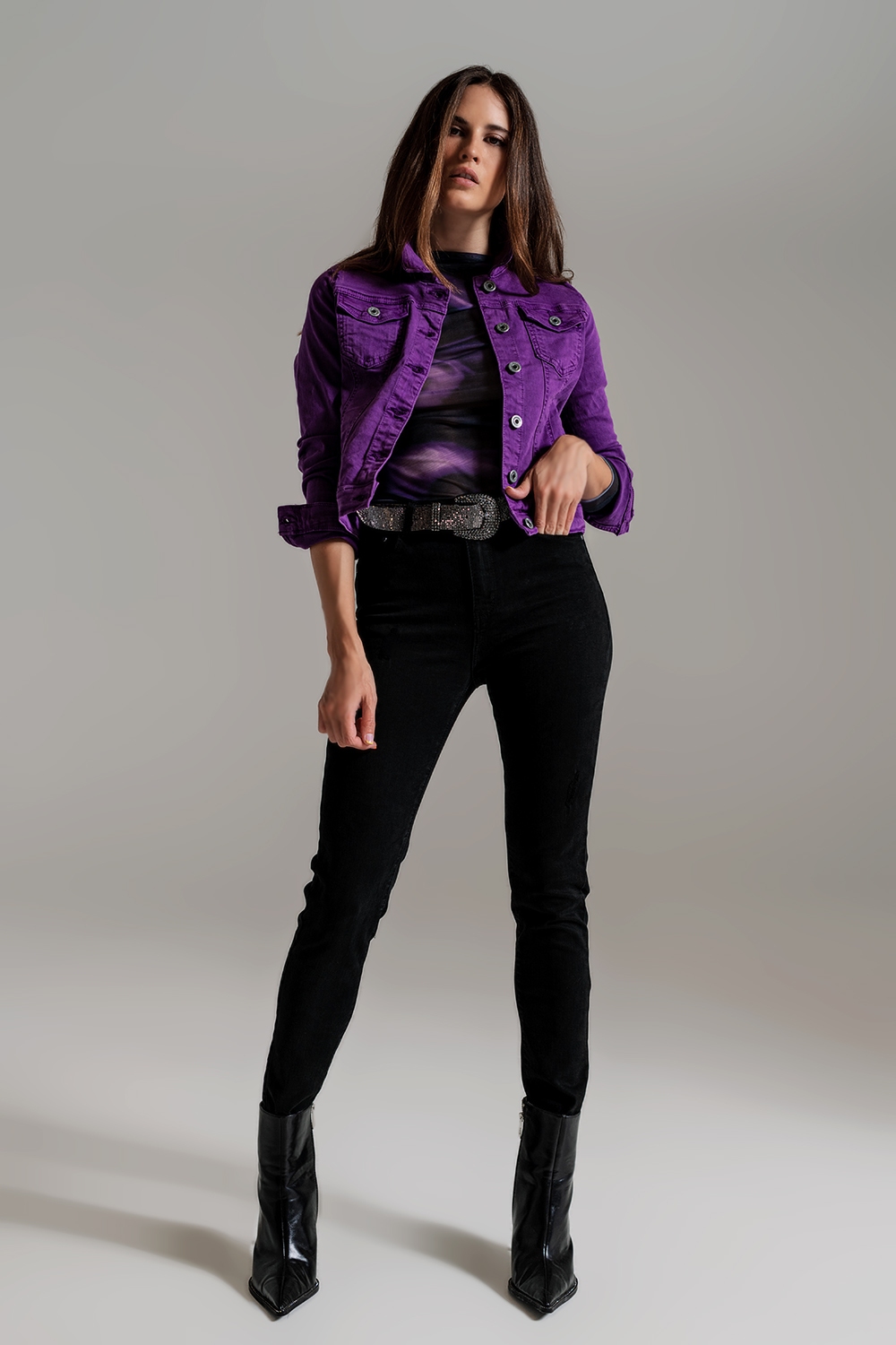 Chaqueta vaquera morado de corte slim Chaqueta vaquera morado de corte slim