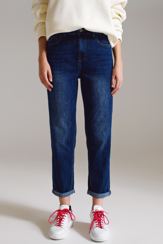 Basic Straight Jeans in donkere wassing