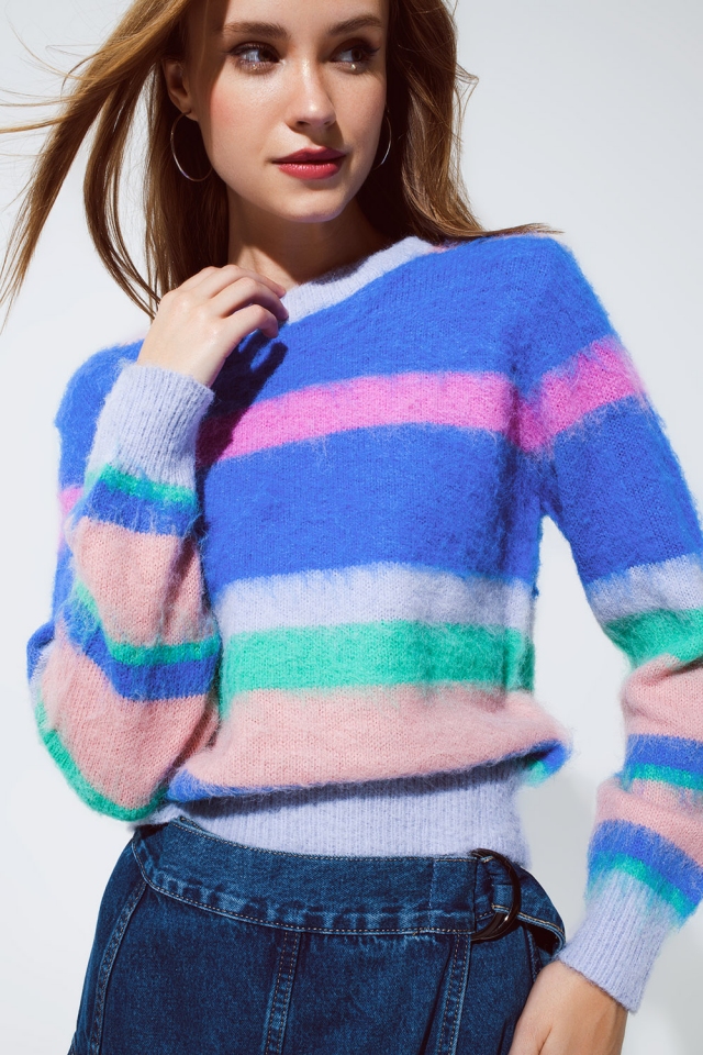 Suéter multicolor con rayas