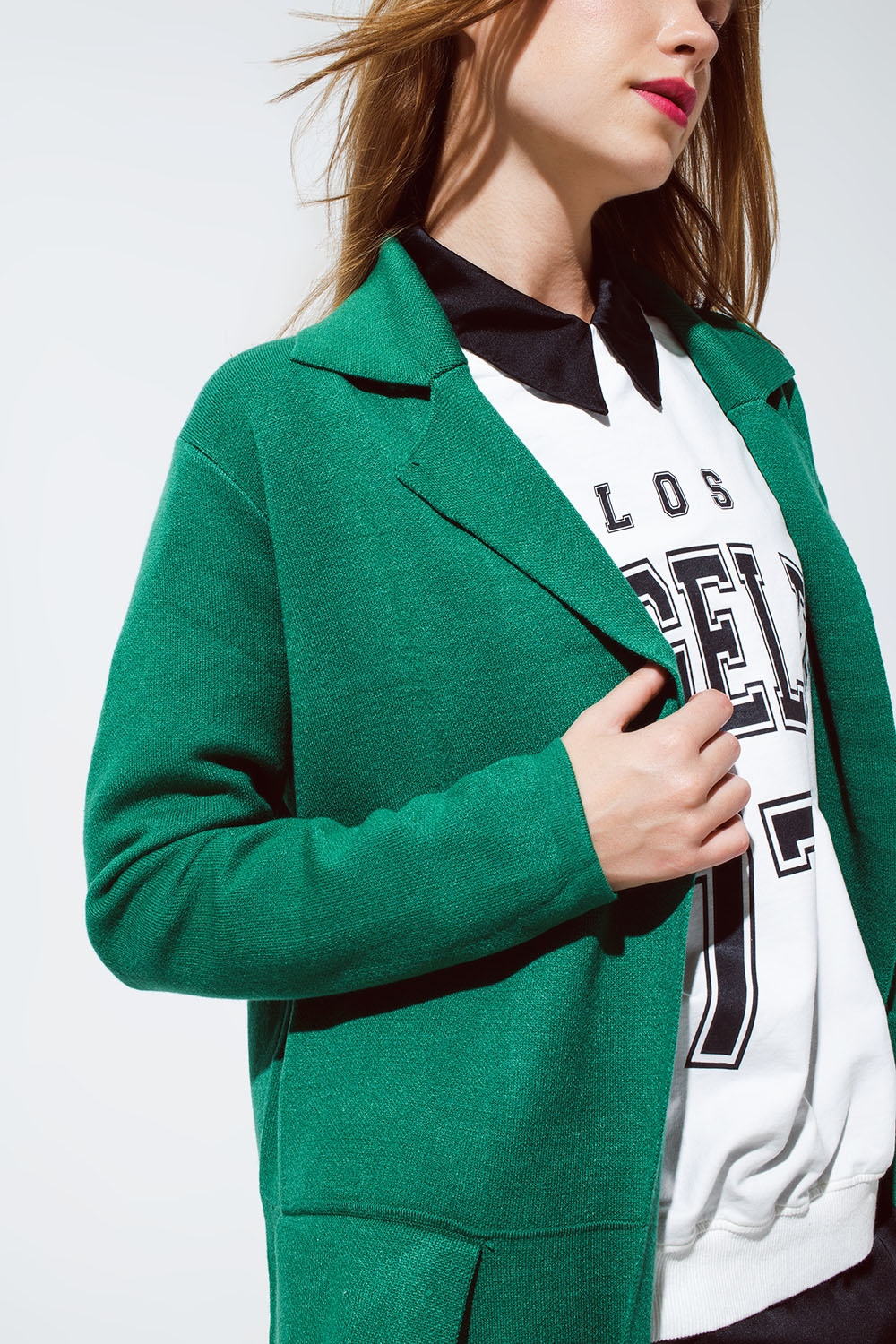 Maxi c&aacute;rdigan de cuello grande en verde