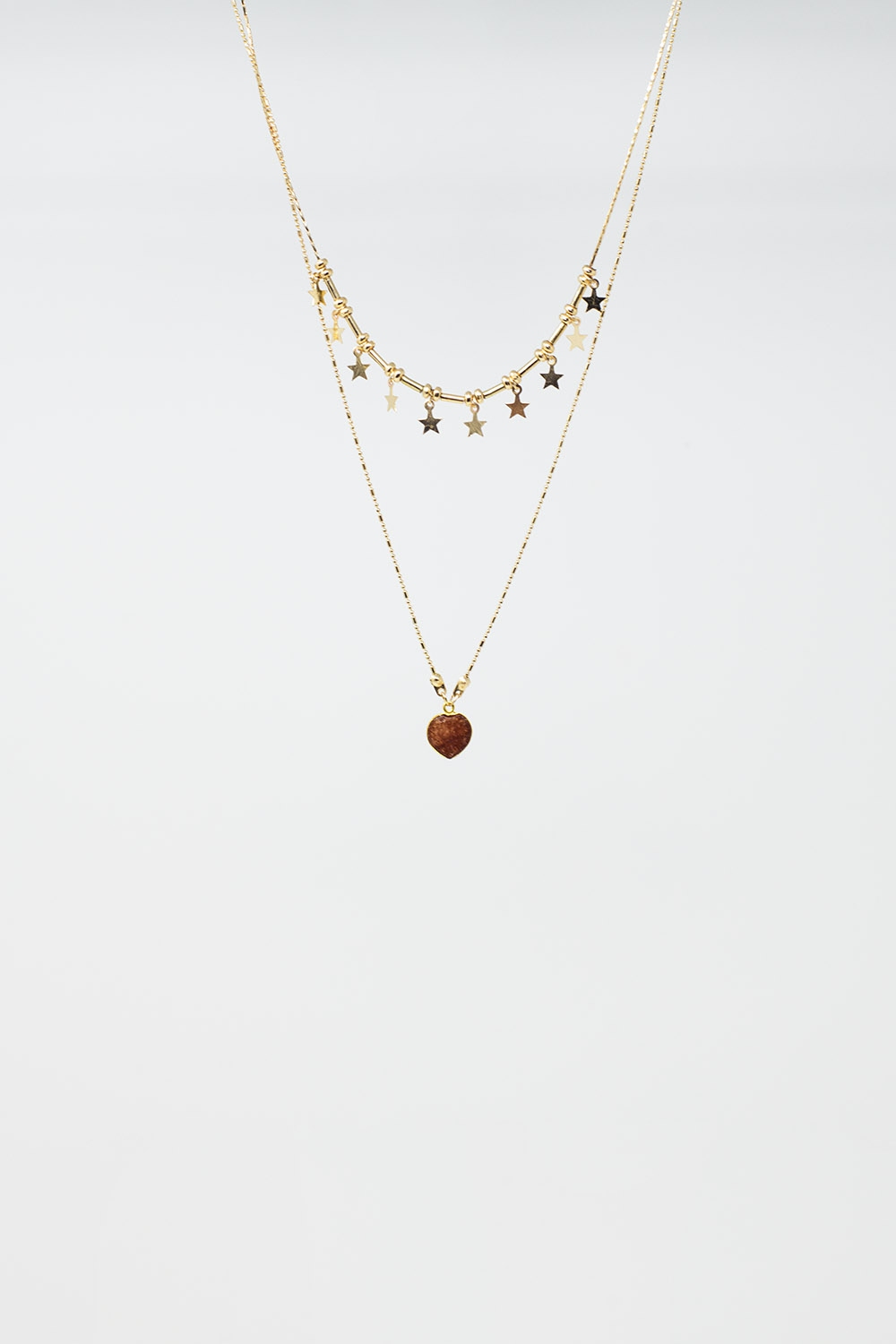 Collar 2 en 1 con colgantes Estrella y Coraz&oacute;n