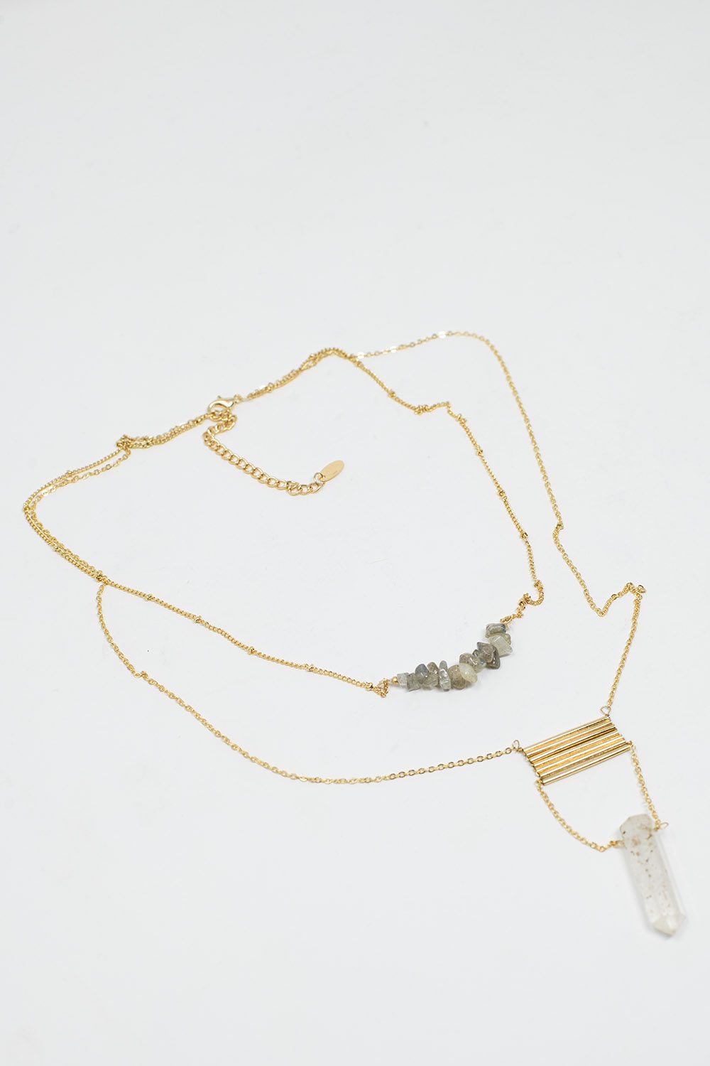 Collar 2 en 1 con cristales grises y blancos Collar 2 en 1 con cristales grises y blancos