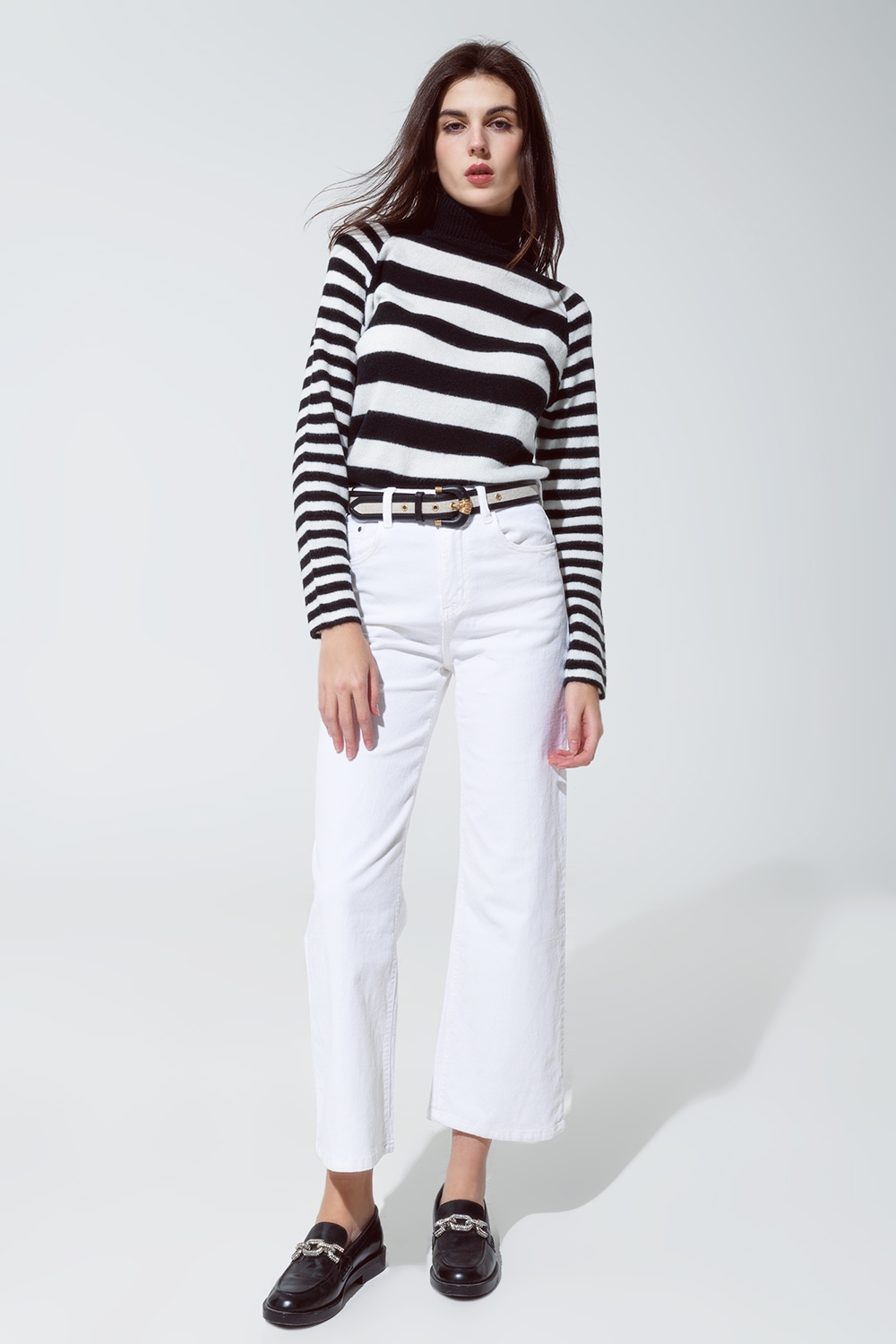 Pantalones tobilleros de pana en blanco Pantalones tobilleros de pana en blanco