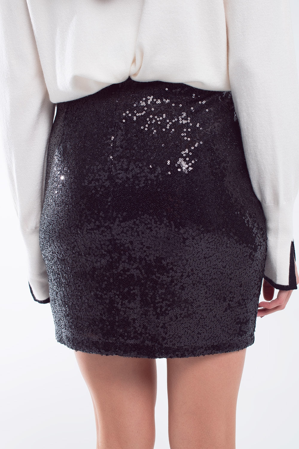 Mini Falda Bodycon de Lentejuelas Negras Pequeñas Mini Falda Bodycon de Lentejuelas Negras Pequeñas