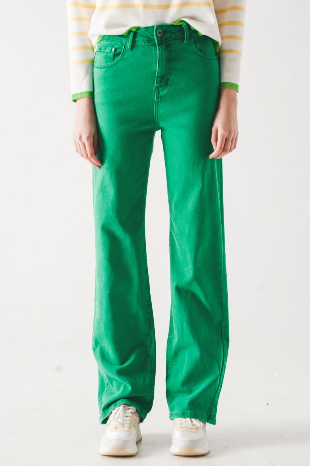 Vaqueros de cintura alta slouchy mom jeans en verde Vaqueros de cintura alta slouchy mom jeans en verde
