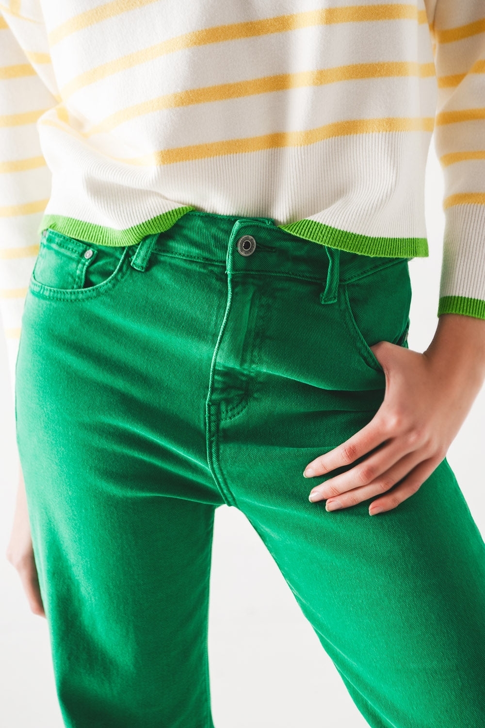 Vaqueros de cintura alta slouchy mom jeans en verde Vaqueros de cintura alta slouchy mom jeans en verde