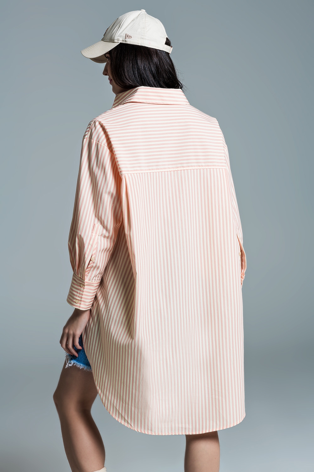Blusa oversize naranja claro con rayas blancas Blusa oversize naranja claro con rayas blancas