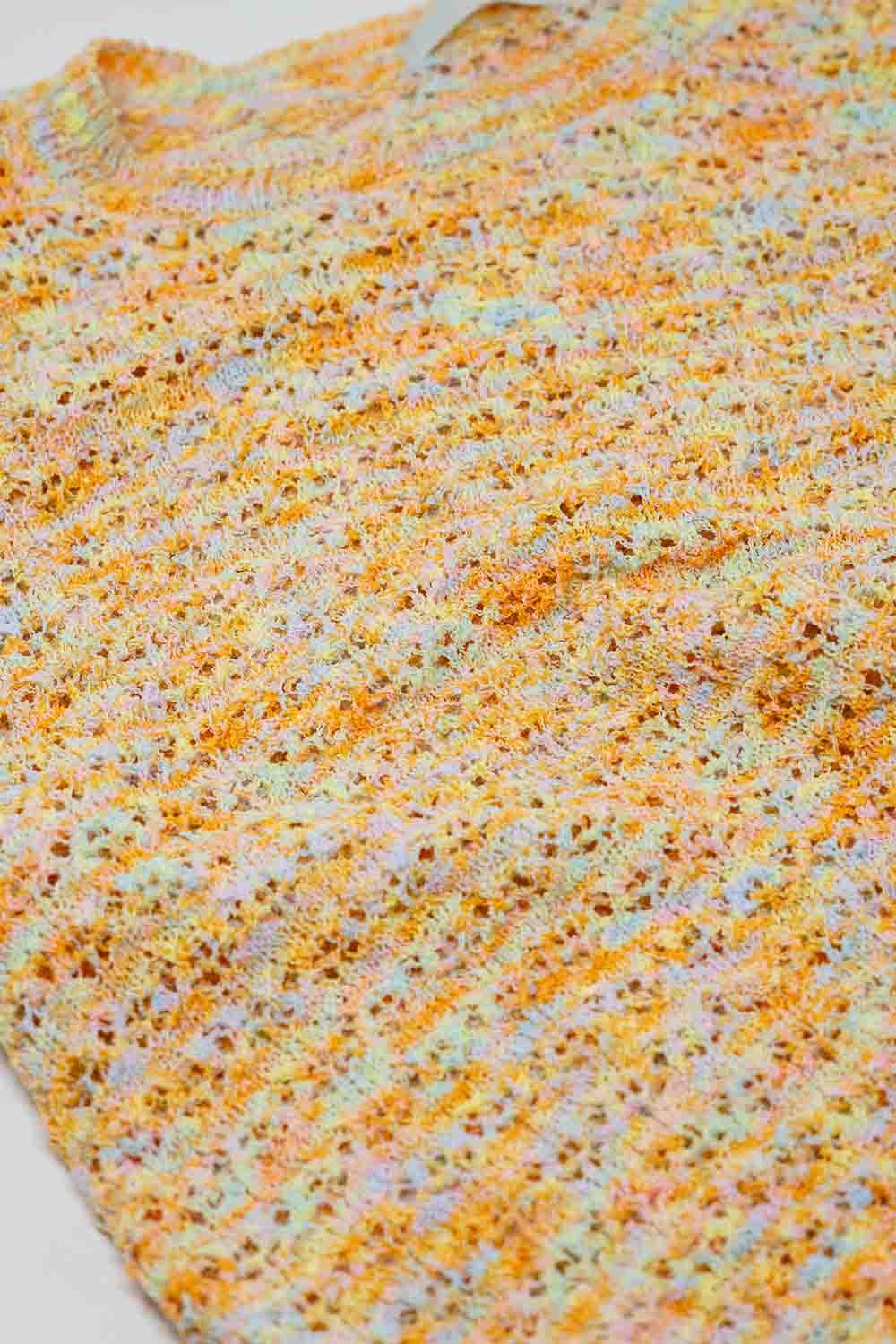 jersey naranja de punto de crochet de manga corta