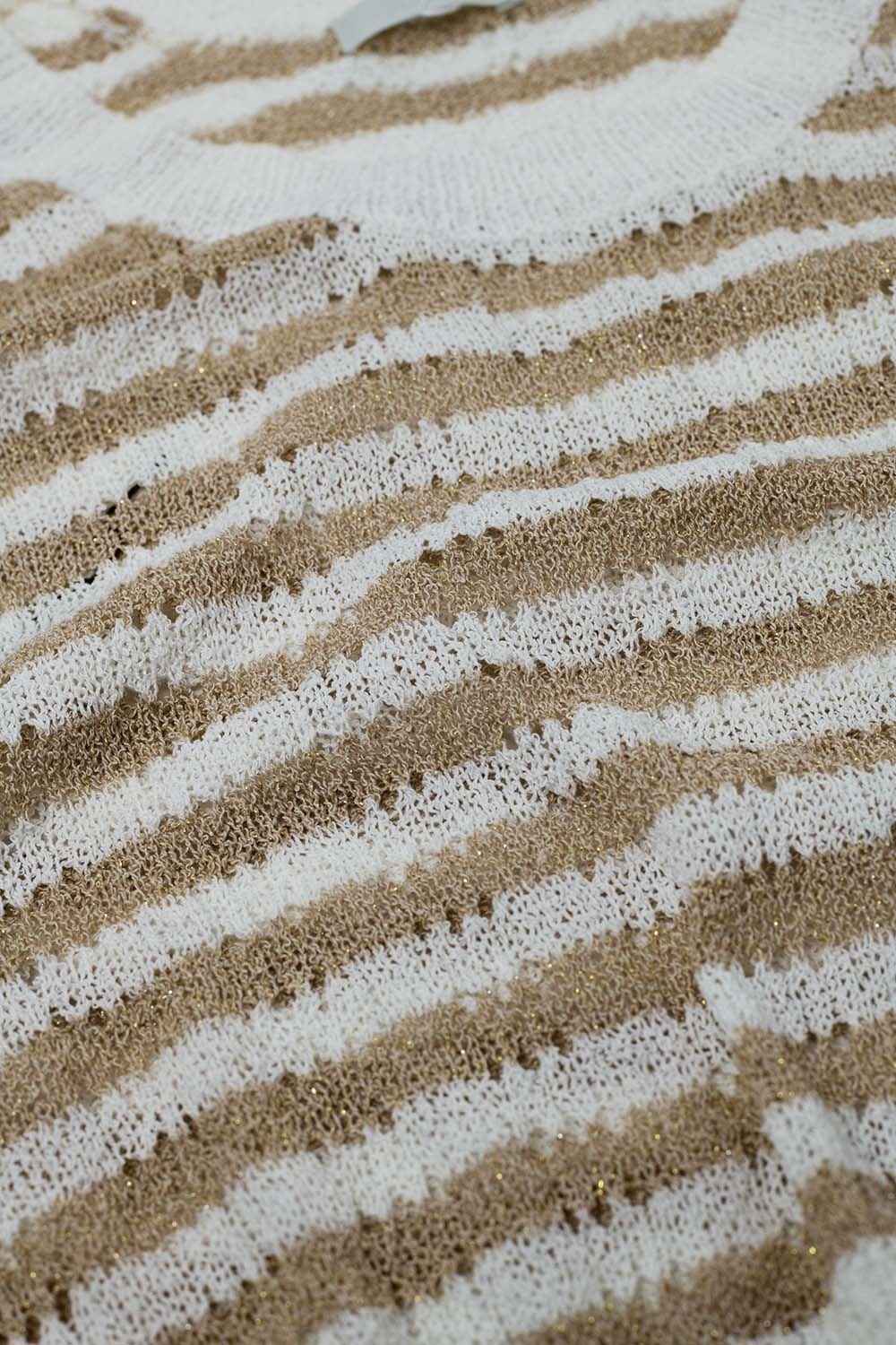 Jersey sin mangas a rayas de punto abierto marrón y blanco Jersey sin mangas a rayas de punto abierto marrón y blanco