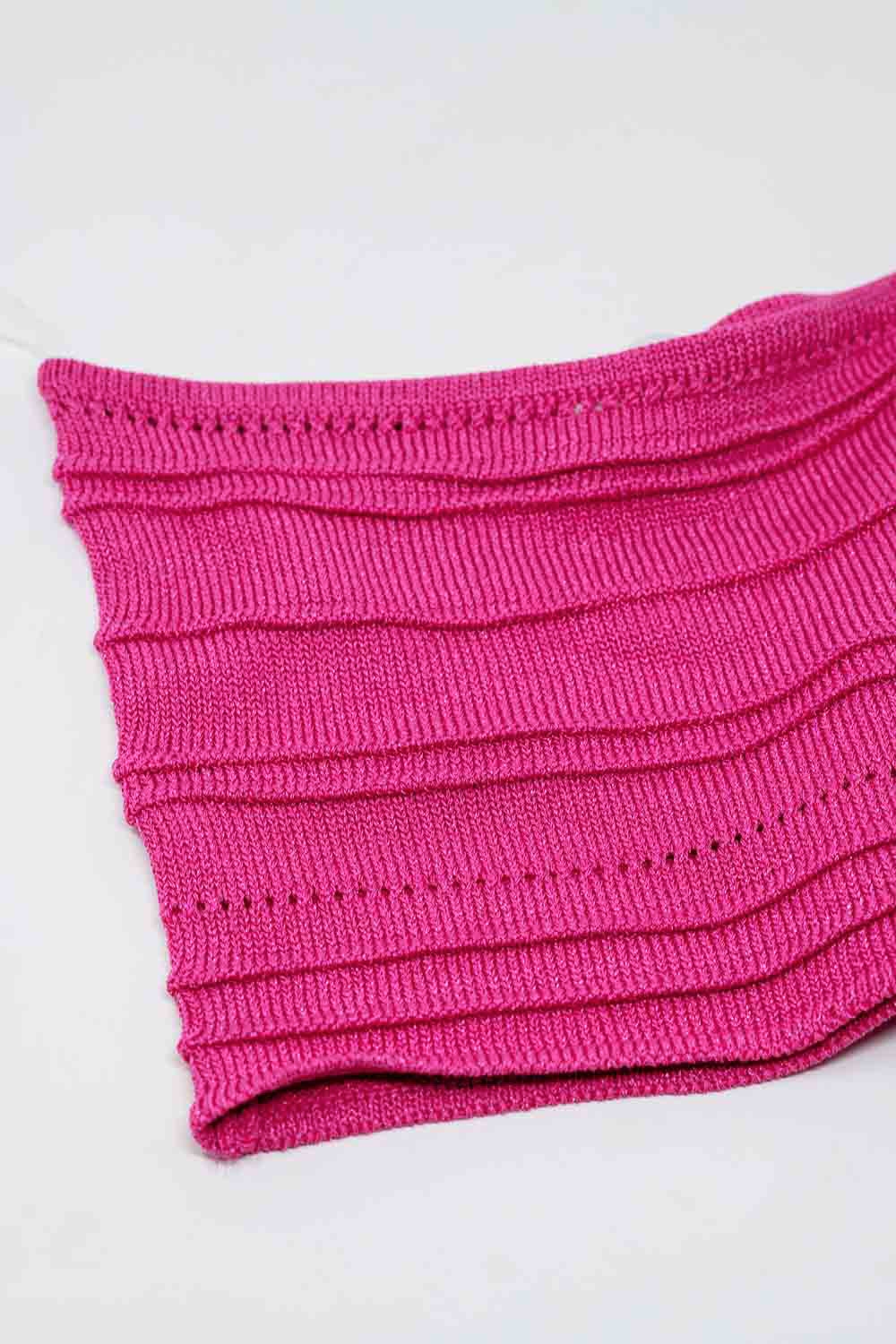 Top Bodycon De Punto Sin Tirantes En Fucsia Top Bodycon De Punto Sin Tirantes En Fucsia
