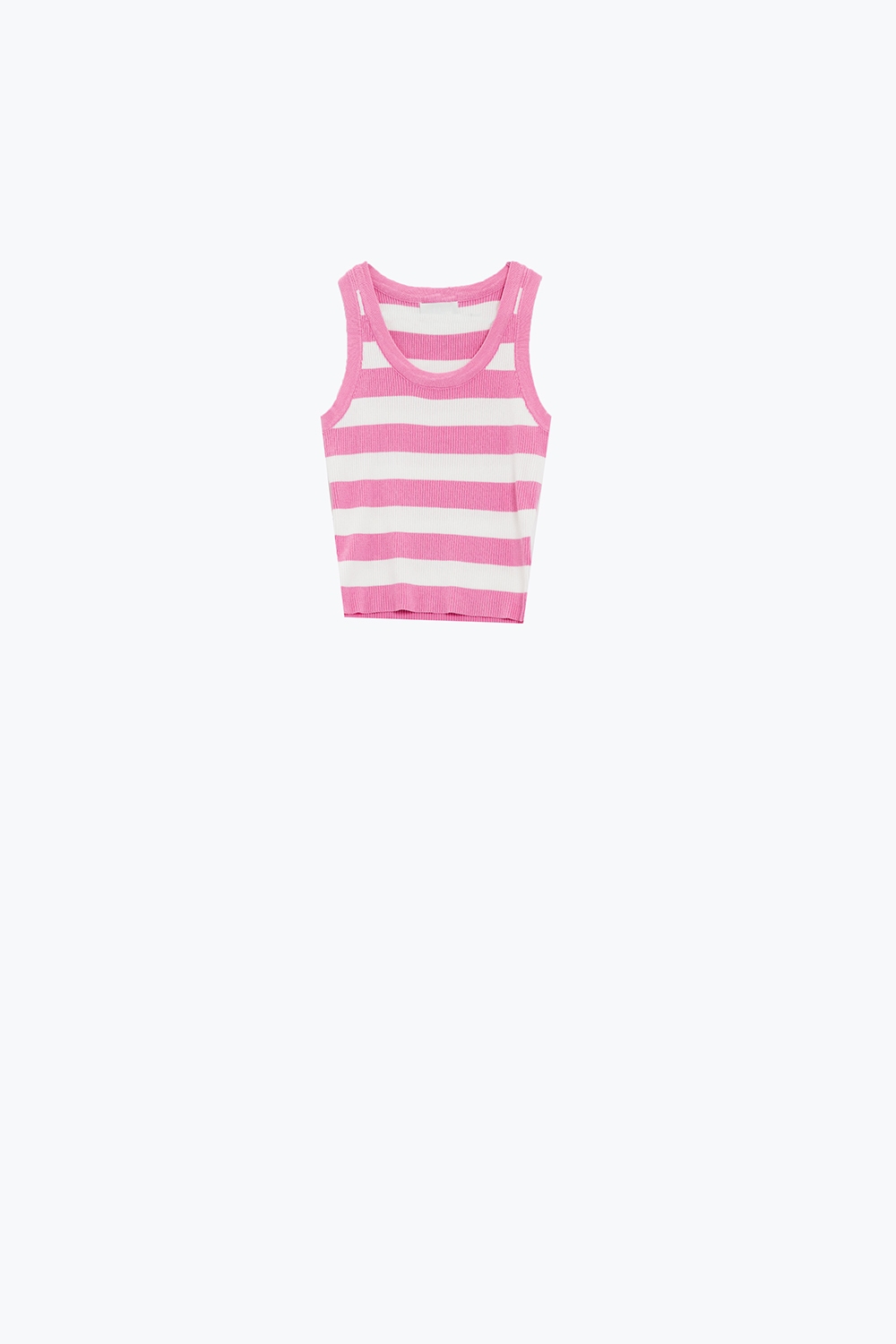 Camiseta de tirantes rosa con rayas anchas en blanco Camiseta de tirantes rosa con rayas anchas en blanco