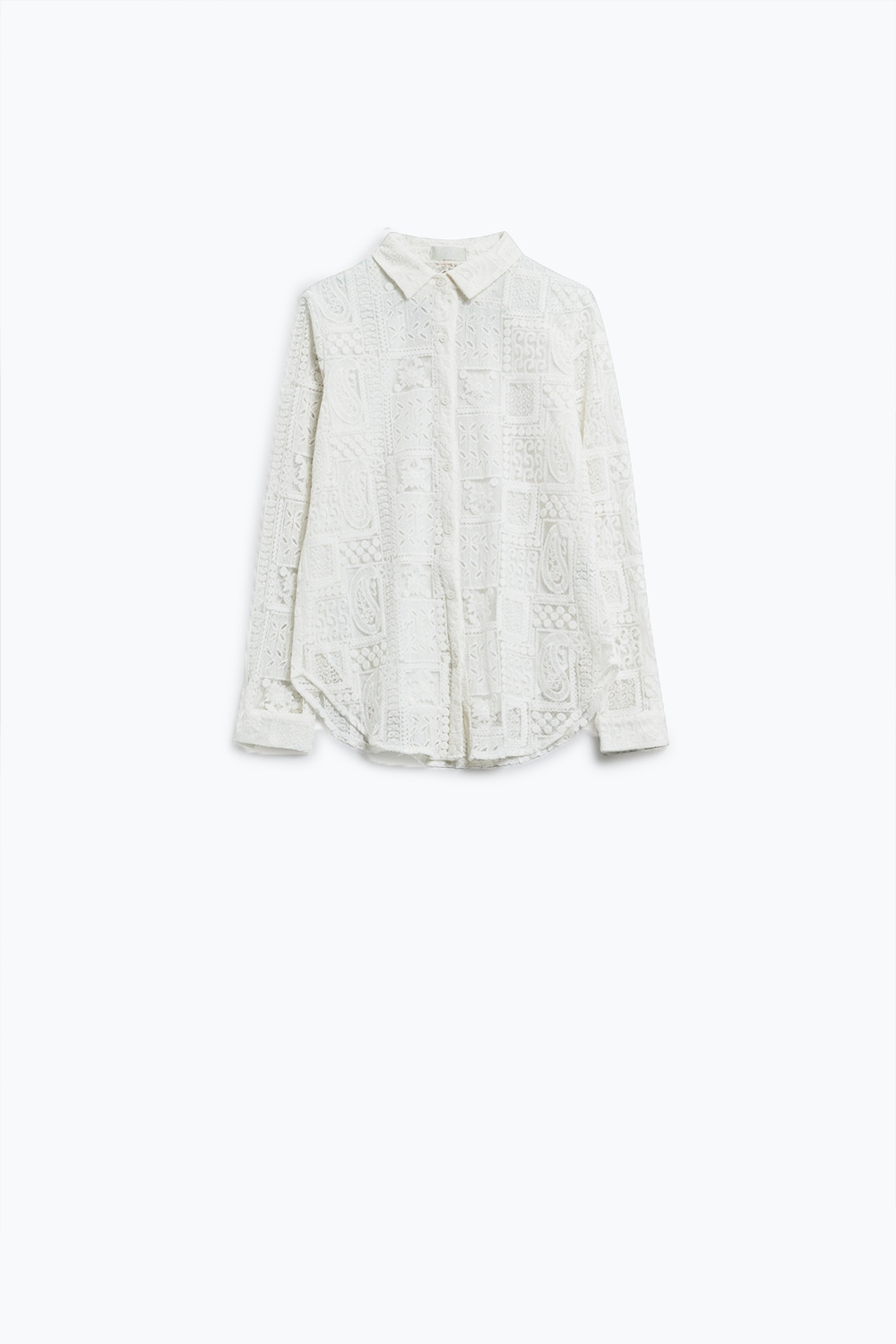 Blusa blanca de manga larga Croched Style