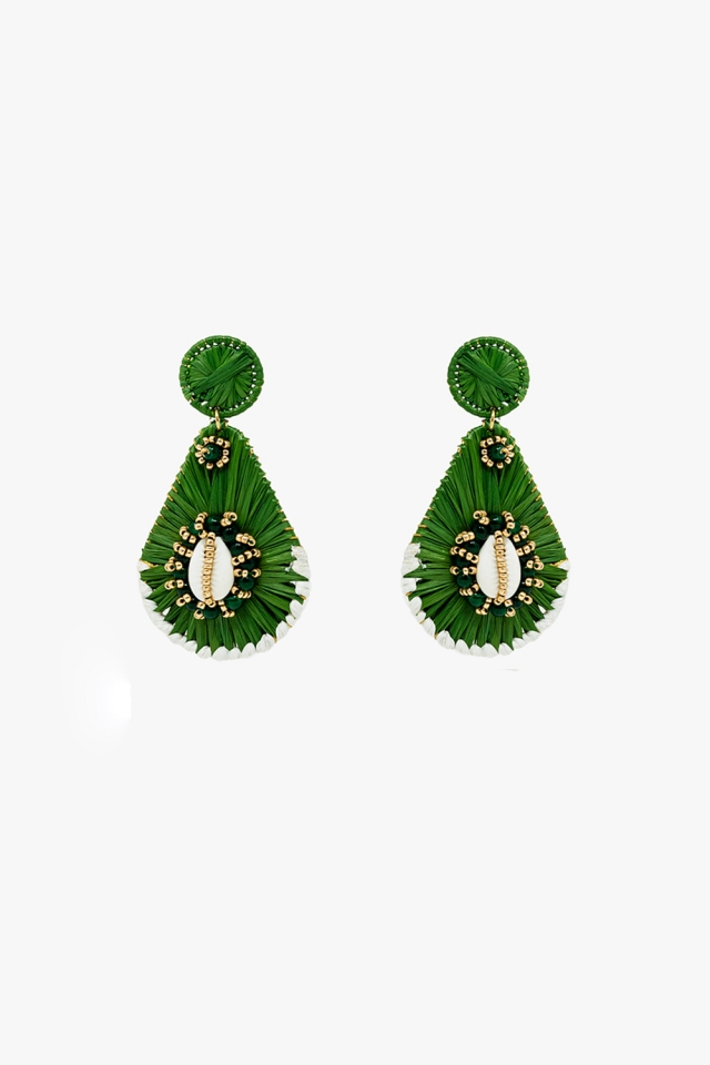 Pendientes Gota Verde Con Adornos