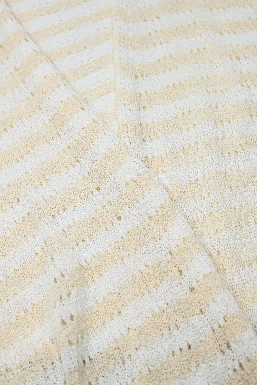 Rebeca Beige Estilo Boho Con Punto Pointelle A Rayas Y Detalles De Flecos