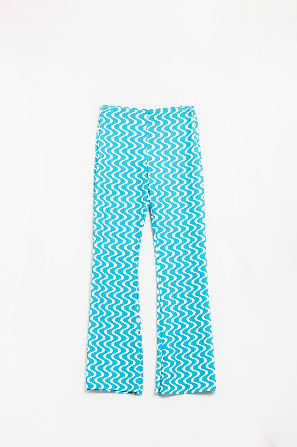 Pantalones de campana azules con estampado estilo a&ntilde;os 70 de tiro alto
