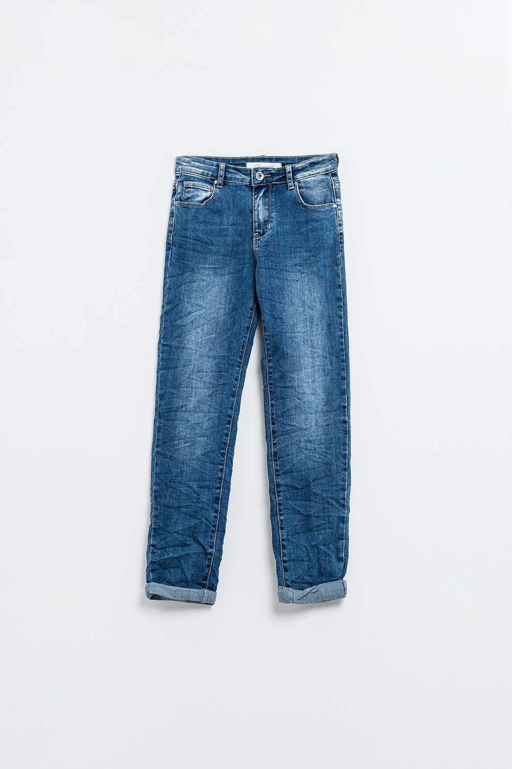 Jeans Básicos Súper Ajustados de Mezclilla de Lavado Medio y Elásticos Jeans Básicos Súper Ajustados de Mezclilla de Lavado Medio y Elásticos