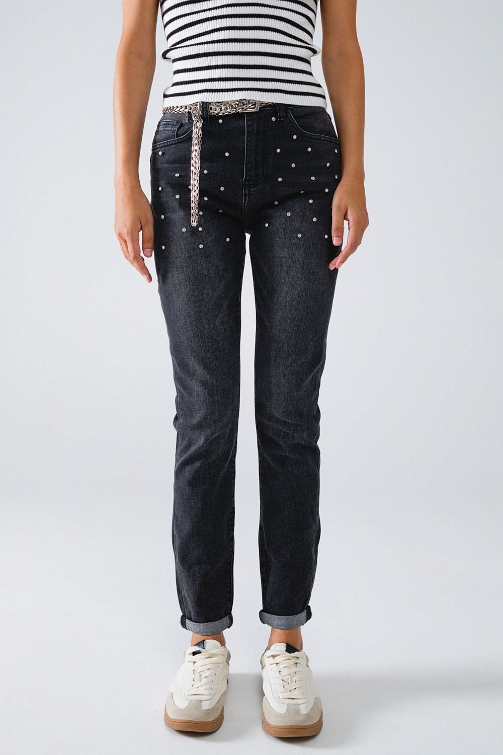 Vaqueros pitillo negros con strass Vaqueros pitillo negros con strass