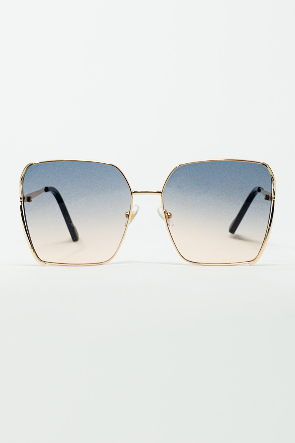 Gafas de sol cuadradas oversize de metal con lentes degradadas azules