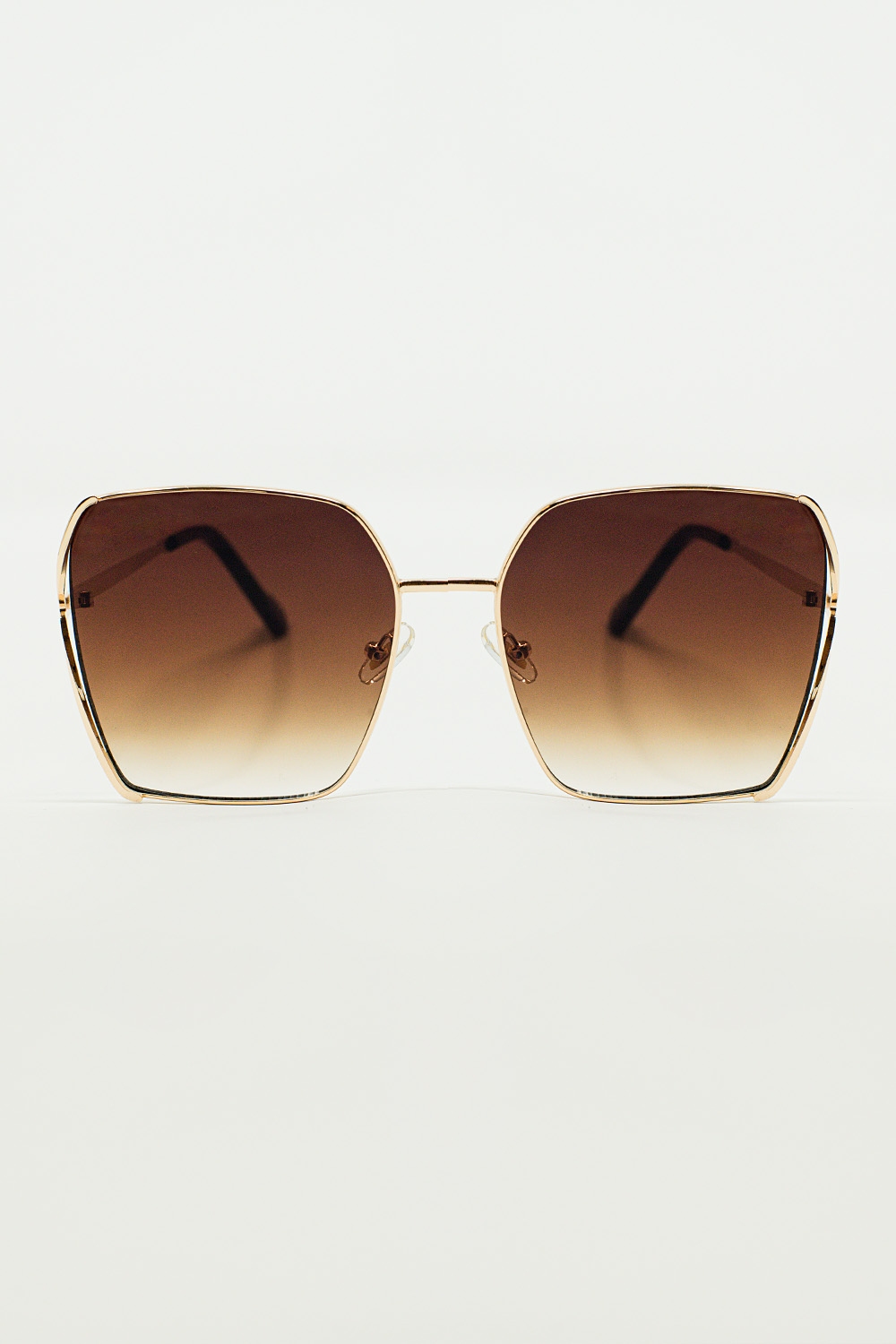 Gafas de sol cuadradas oversize de metal con lentes degradadas marrones Gafas de sol cuadradas oversize de metal con lentes degradadas marrones